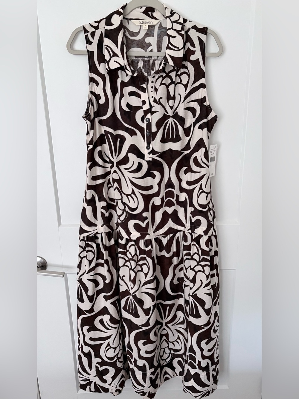 NWT 52seven Sleeveless Floral Drop-Waist Midi Dress - Size L